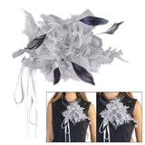 Maxbell Feather Brooch Hairband Decoration Dress Accessories for Party Wedding Gray Flower