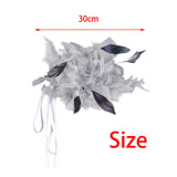Maxbell Feather Brooch Hairband Decoration Dress Accessories for Party Wedding Gray Flower