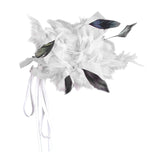 Maxbell Feather Brooch Hairband Decoration Dress Accessories for Party Wedding White Flower