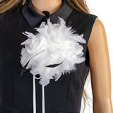 Maxbell Feather Brooch Hairband Decoration Dress Accessories for Party Wedding White Flower