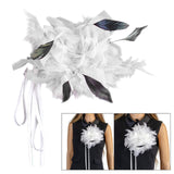 Maxbell Feather Brooch Hairband Decoration Dress Accessories for Party Wedding White Flower