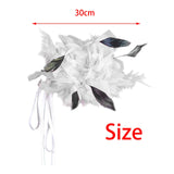 Maxbell Feather Brooch Hairband Decoration Dress Accessories for Party Wedding White Flower