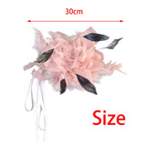 Maxbell Feather Brooch Hairband Decoration Dress Accessories for Party Wedding Pink Flower