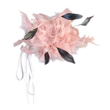Maxbell Feather Brooch Hairband Decoration Dress Accessories for Party Wedding Pink Flower