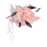 Maxbell Feather Brooch Hairband Decoration Dress Accessories for Party Wedding Pink Flower