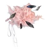 Maxbell Feather Brooch Hairband Decoration Dress Accessories for Party Wedding Pink Flower