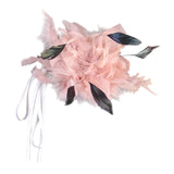 Maxbell Feather Brooch Hairband Decoration Dress Accessories for Party Wedding Pink Flower