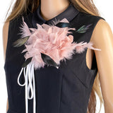 Maxbell Feather Brooch Hairband Decoration Dress Accessories for Party Wedding Pink Flower