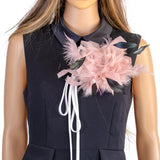 Maxbell Feather Brooch Hairband Decoration Dress Accessories for Party Wedding Pink Flower