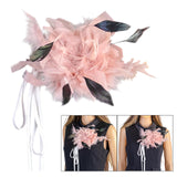 Maxbell Feather Brooch Hairband Decoration Dress Accessories for Party Wedding Pink Flower