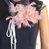 Maxbell Feather Brooch Hairband Decoration Dress Accessories for Party Wedding Pink Flower