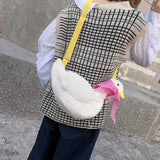 Maxbell Plush Shoulder Bag Stuffed Handbag Zipper Women Kids Gift Baby Girls pink