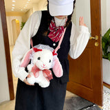 Maxbell Cute Cartoon Plush Rabbit Shoulder Bag Animal Purse Cellphone Bag