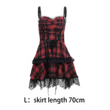Maxbell Punk Mini Dress Plaid Cosplay Party Gothic Holiday Role Play Fancy Dress L
