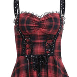 Maxbell Punk Mini Dress Plaid Cosplay Party Gothic Holiday Role Play Fancy Dress L