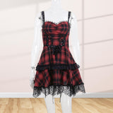 Maxbell Punk Mini Dress Plaid Cosplay Party Gothic Holiday Role Play Fancy Dress L