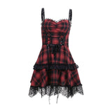 Maxbell Punk Mini Dress Plaid Cosplay Party Gothic Holiday Role Play Fancy Dress L