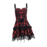 Maxbell Punk Mini Dress Plaid Cosplay Party Gothic Holiday Role Play Fancy Dress L