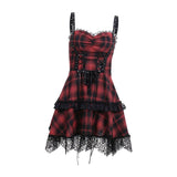 Maxbell Punk Mini Dress Plaid Cosplay Party Gothic Holiday Role Play Fancy Dress L