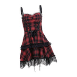 Maxbell Punk Mini Dress Plaid Cosplay Party Gothic Holiday Role Play Fancy Dress L