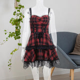 Maxbell Punk Mini Dress Plaid Cosplay Party Gothic Holiday Role Play Fancy Dress L