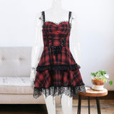 Maxbell Punk Mini Dress Plaid Cosplay Party Gothic Holiday Role Play Fancy Dress L