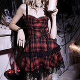 Maxbell Punk Mini Dress Plaid Cosplay Party Gothic Holiday Role Play Fancy Dress L