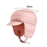 Maxbell Winter Baseball Caps Ski Brim Hat Outdoor with Ear Flaps Trooper Trapper Hat Pink