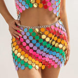 Maxbell Metal Sequin Skirt Body Chain Jewelry Costume Accessories for Festival Beach