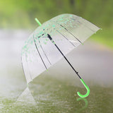 Maxbell Cherry Blossom Clear Bubble Umbrella Transparent Umbrella for Girl Women Green