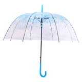 Maxbell Cherry Blossom Clear Bubble Umbrella Transparent Umbrella for Girl Women Blue
