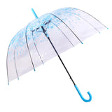 Maxbell Cherry Blossom Clear Bubble Umbrella Transparent Umbrella for Girl Women Blue