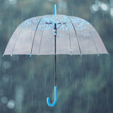 Maxbell Cherry Blossom Clear Bubble Umbrella Transparent Umbrella for Girl Women Blue