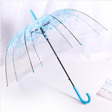 Maxbell Cherry Blossom Clear Bubble Umbrella Transparent Umbrella for Girl Women Blue