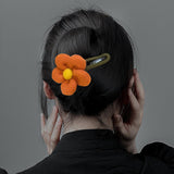 Maxbell Autumn Winter Large Flower Hair Clip Elegant Hairgrips Women Girl Female Orange