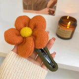 Maxbell Autumn Winter Large Flower Hair Clip Elegant Hairgrips Women Girl Female Orange