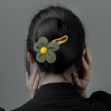 Maxbell Autumn Winter Large Flower Hair Clip Elegant Hairgrips Women Girl Female Green