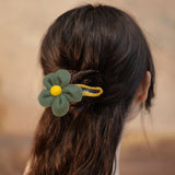 Maxbell Autumn Winter Large Flower Hair Clip Elegant Hairgrips Women Girl Female Green