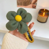 Maxbell Autumn Winter Large Flower Hair Clip Elegant Hairgrips Women Girl Female Green