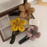 Maxbell Autumn Winter Large Flower Hair Clip Elegant Hairgrips Women Girl Female Yellow