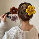 Maxbell Autumn Winter Large Flower Hair Clip Elegant Hairgrips Women Girl Female Yellow