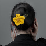 Maxbell Autumn Winter Large Flower Hair Clip Elegant Hairgrips Women Girl Female Yellow