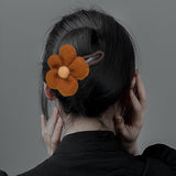 Maxbell Autumn Winter Large Flower Hair Clip Elegant Hairgrips Women Girl Female Brown