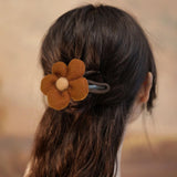 Maxbell Autumn Winter Large Flower Hair Clip Elegant Hairgrips Women Girl Female Brown