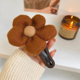 Maxbell Autumn Winter Large Flower Hair Clip Elegant Hairgrips Women Girl Female Brown