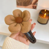 Maxbell Autumn Winter Large Flower Hair Clip Elegant Hairgrips Women Girl Female Khaki