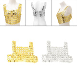 Maxbell Sequins Vest Tank Top Sparkly Body Jewelry Clubwear for Prom Evening Party Aureate