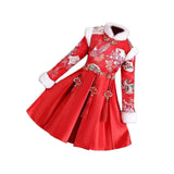 Maxbell Chinese Traditional Girls Dress Windproof for Cosplay Costume Lunar New Year 110cm