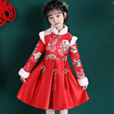 Maxbell Chinese Traditional Girls Dress Windproof for Cosplay Costume Lunar New Year 110cm