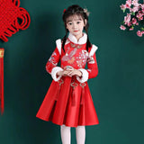 Maxbell Chinese Traditional Girls Dress Windproof for Cosplay Costume Lunar New Year 110cm
